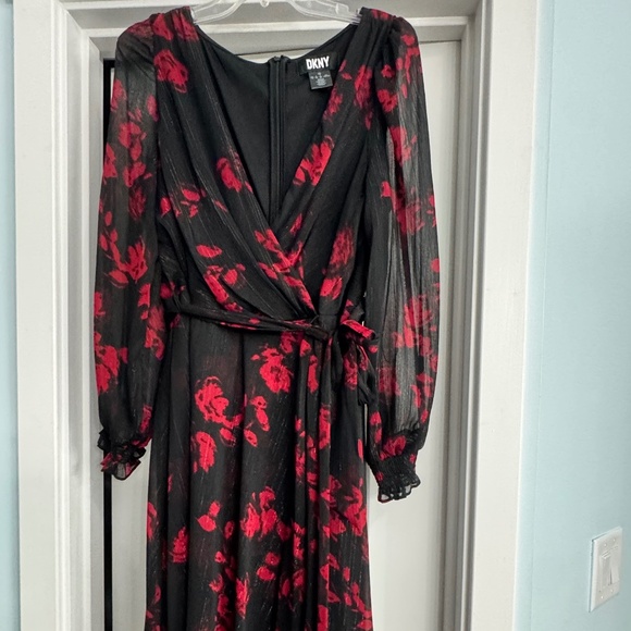 Black and Red Floral DKNY Dress - Picture 1 of 5